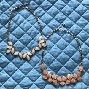 Lot of 2 Statement Necklaces (White & Coral)